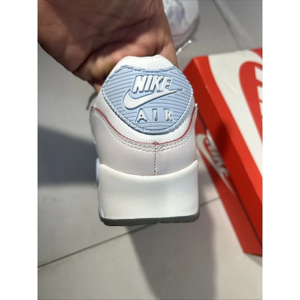 Nike Air Max 90 DIY Flare CW5569-100 - White Hydrogen Blue Bright Crimson 12 US